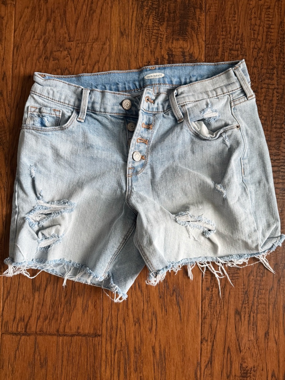 Old Navy Light Blue Distressed Denim Shorts with Frayed Hem